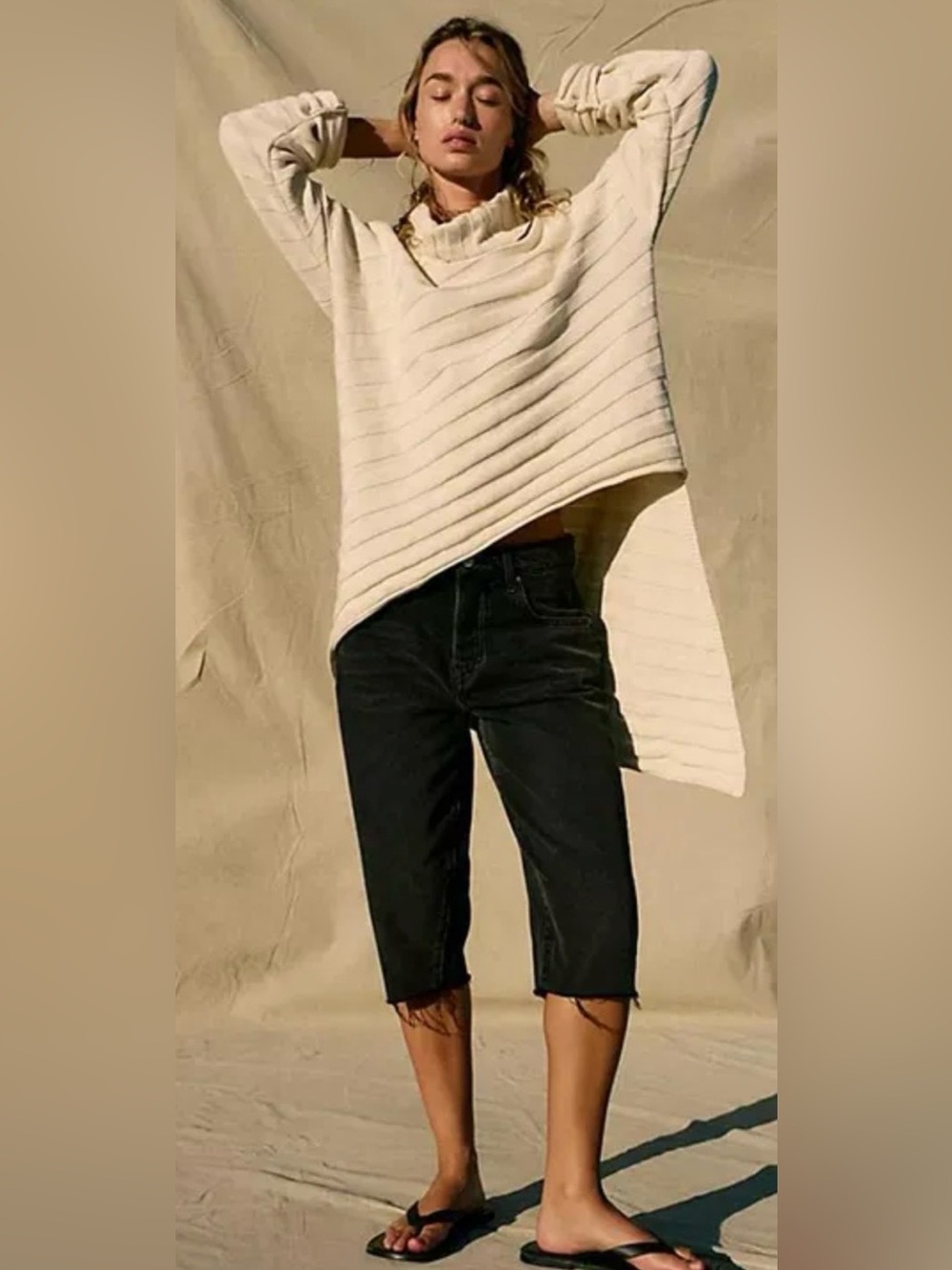 NWT Free People XS Free~est Versa Sweater Tunic in Ecru White Cotton Oversized